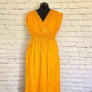 Lapogee Empire Waist Pocket Maxi Dress- Gold and Silver